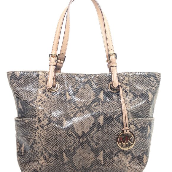 MICHAEL KORS Python Snake Embossed Large Shoulder Tote - Picture 1 of 16